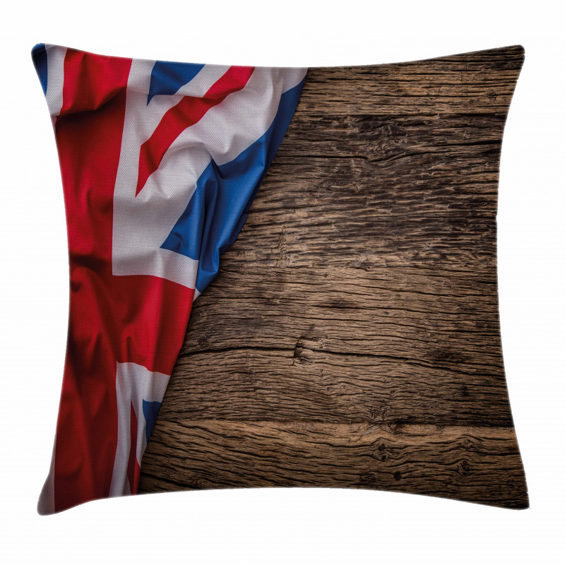 Flag on Oak Board Pillow Cover