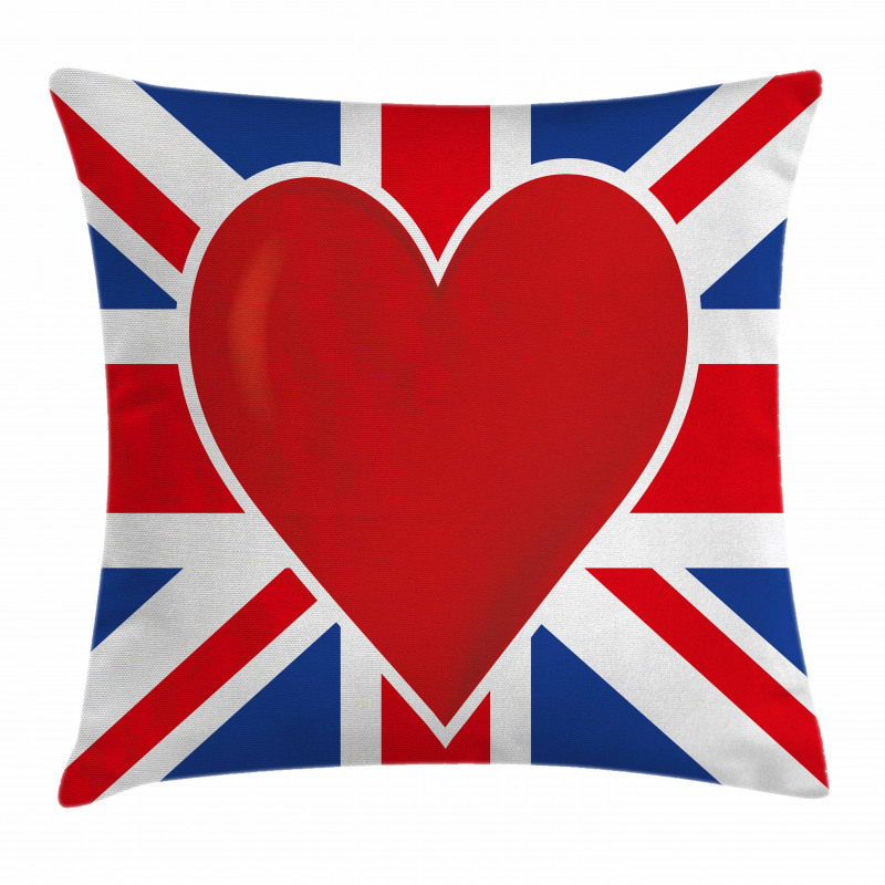 Flag Big Red Heart Pillow Cover