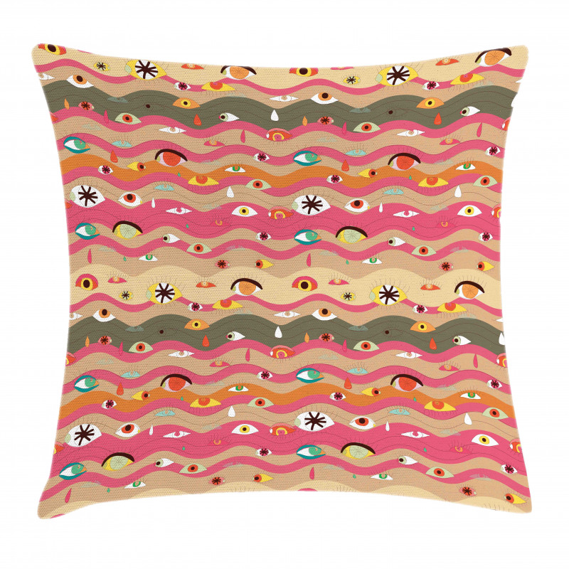 Wavy Lines Groovy Hippie Pillow Cover