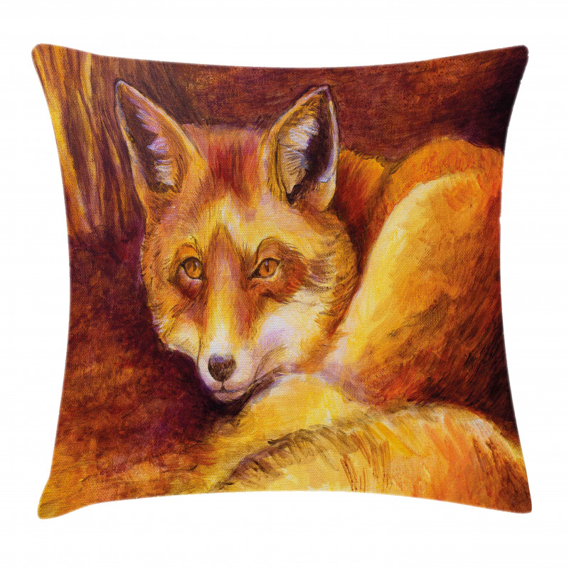 Vibrant Art Fox Resting Pillow Cover