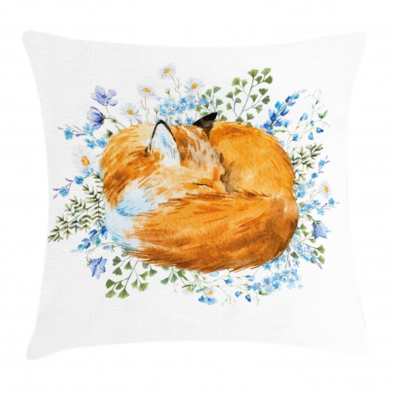 Sleeping Fox Watercolors Pillow Cover
