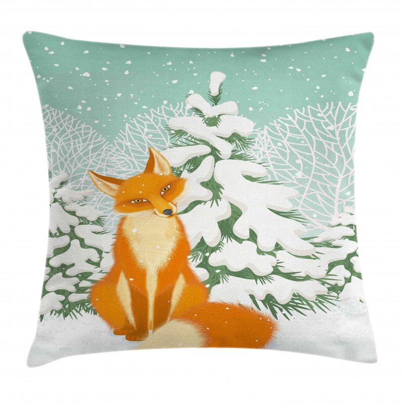Red Fox Winter Forest Xmas Pillow Cover
