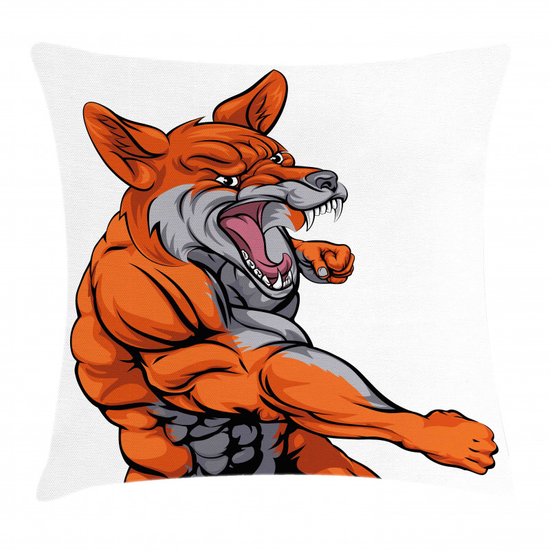 Muscular Sports Fox Mascot Pillow Cover