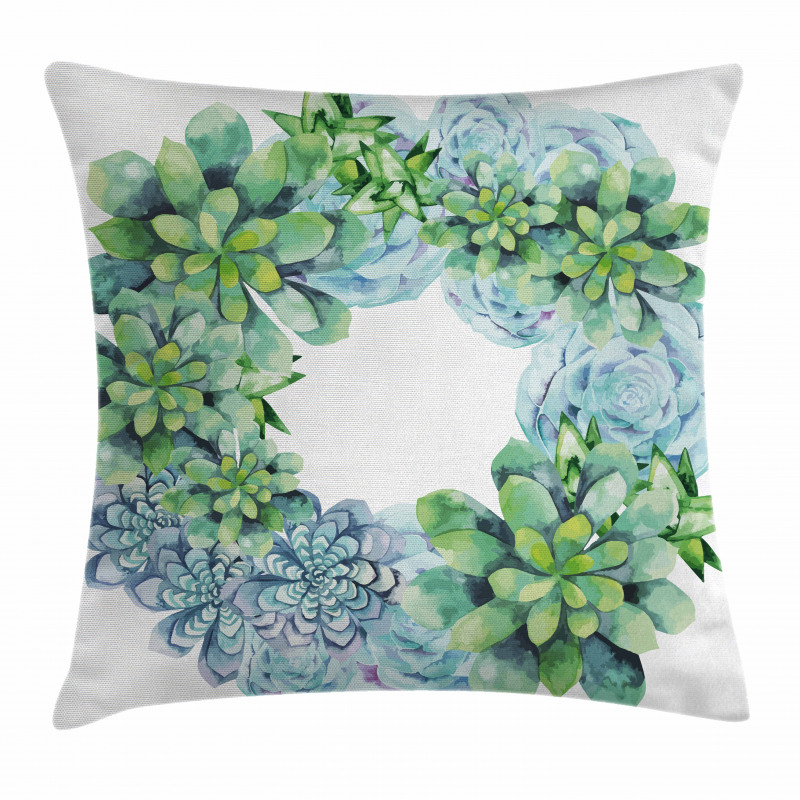 Watercolor Cactus Wreath Pillow Cover