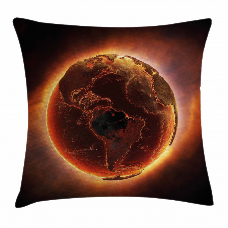 Vivid Burning Earth Heat Pillow Cover