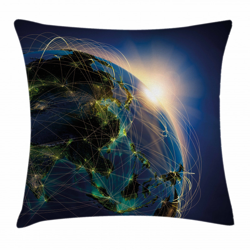 Vivid Globe Space Network Pillow Cover
