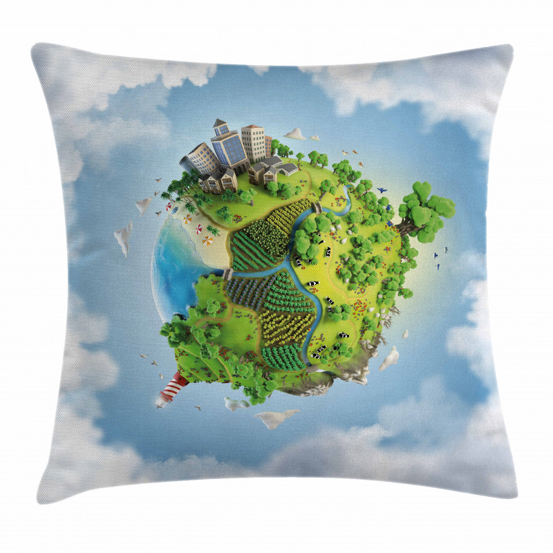 Cartoon Globe Greenery Pillow Cover