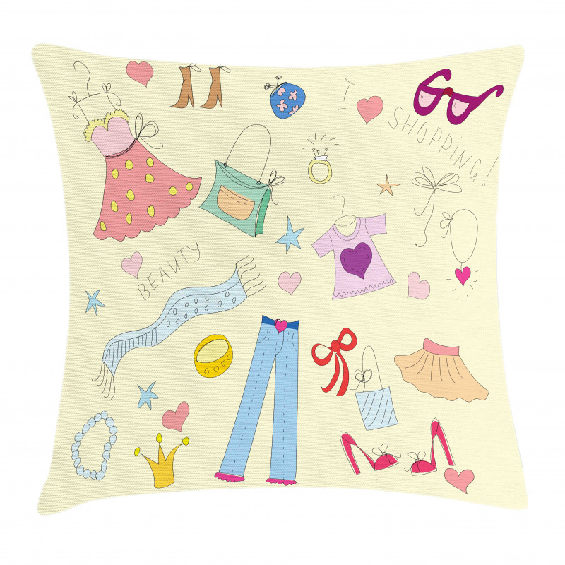 Doodle Items Pillow Cover