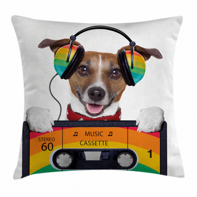 Dog Headphones Pillow Cover