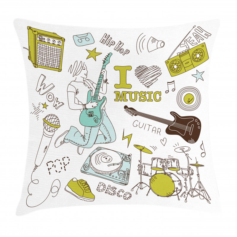 Love Music Sketch Pillow Cover