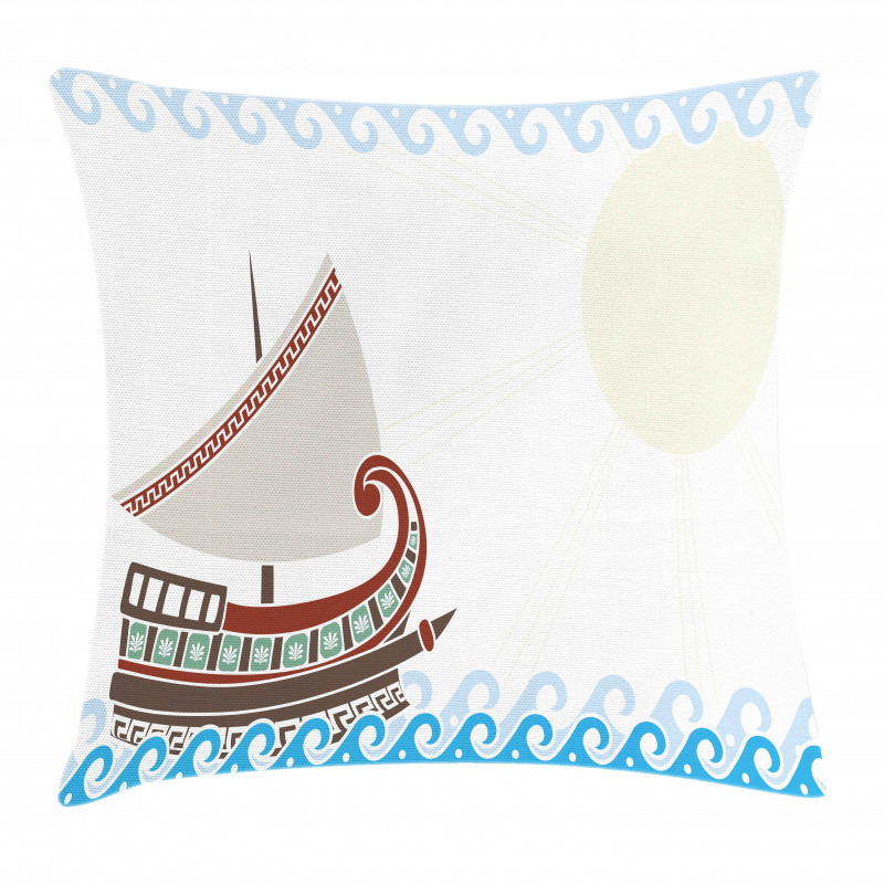 Ornate Greek Ship Pillow Cover