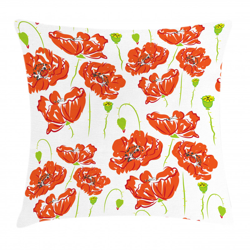 Doodle Poppies Pillow Cover