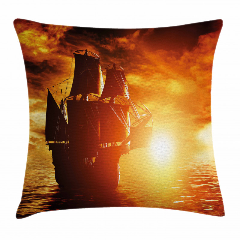 Ship Sunset Pillow Cover