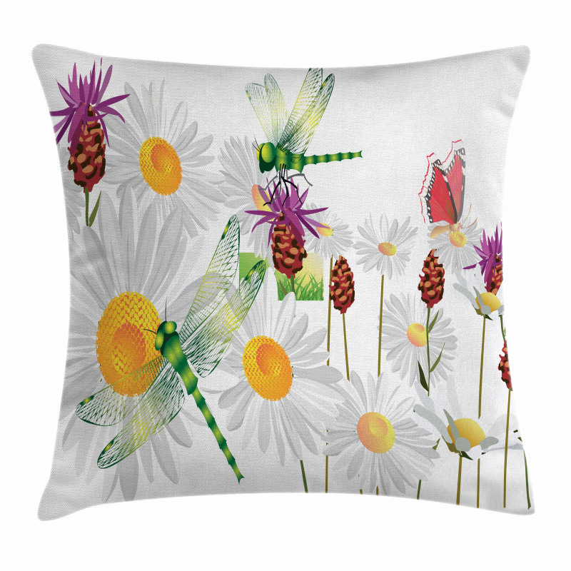 Daisy Field Spring Pillow Cover