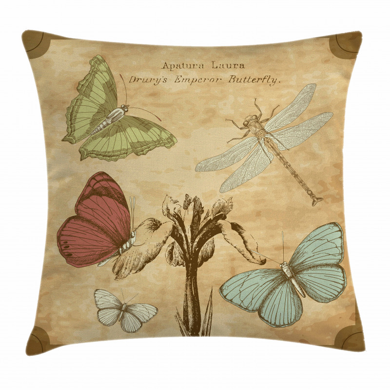 Retro Butterflies Art Pillow Cover