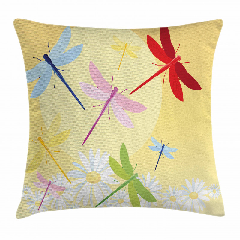 Flower Field and Sun Pillow Cover