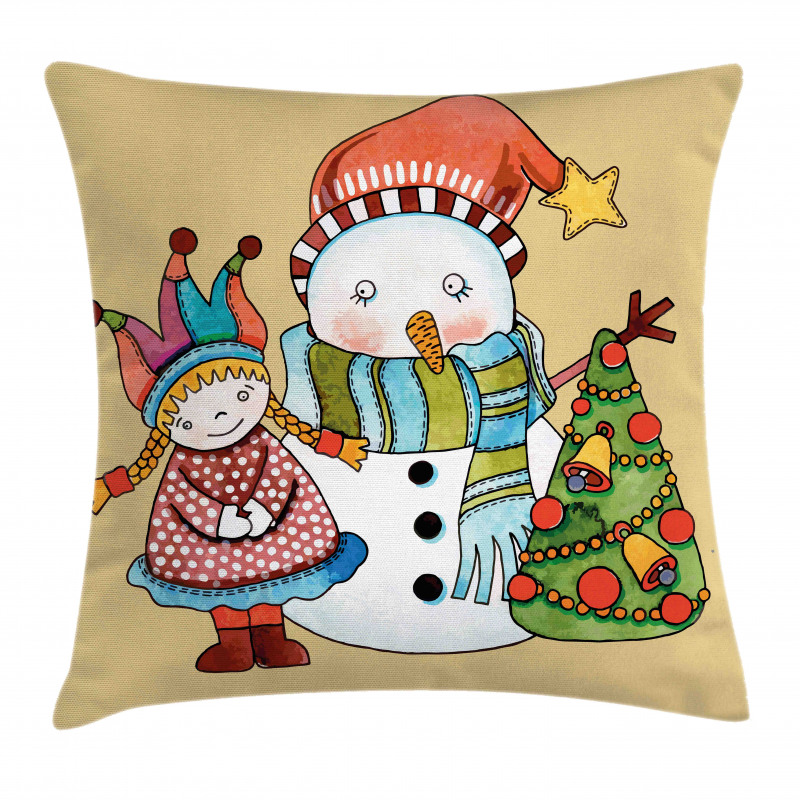 Toy Snowman Tree Pillow Cover