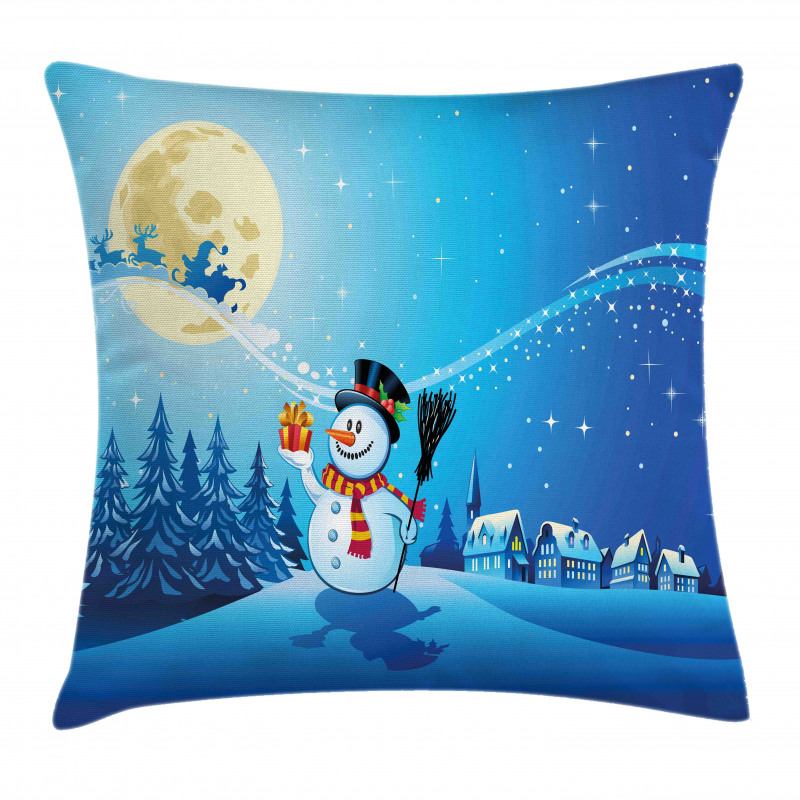 Snowy Land Pines Moon Pillow Cover