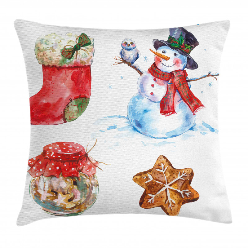 Watercolor Xmas Pillow Cover