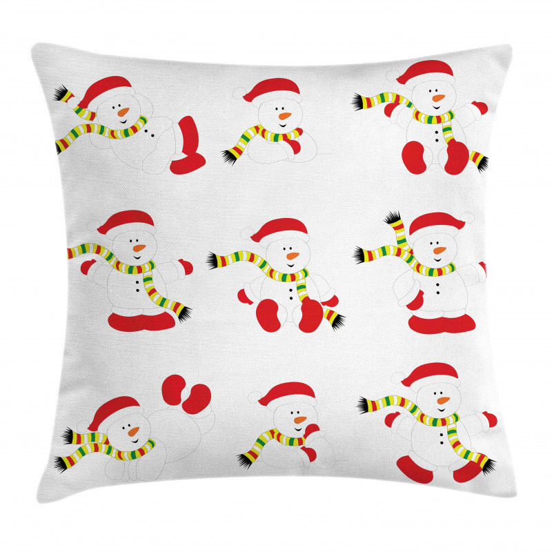 Snowmen with Scarf Pillow Cover
