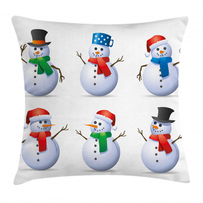 Snowmen with Hats Pillow Cover