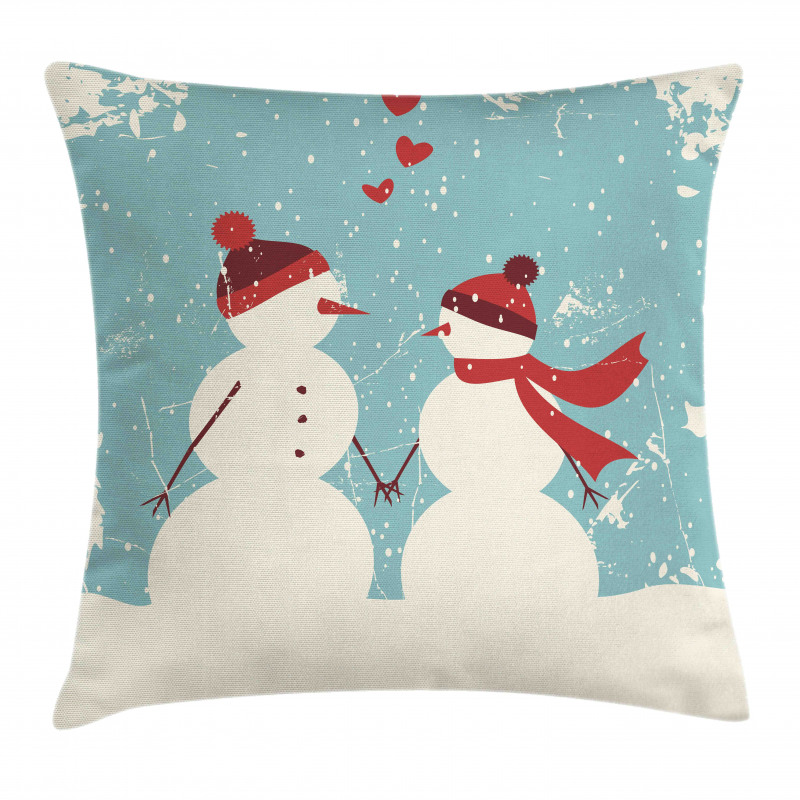 Snowman Woman Love Pillow Cover