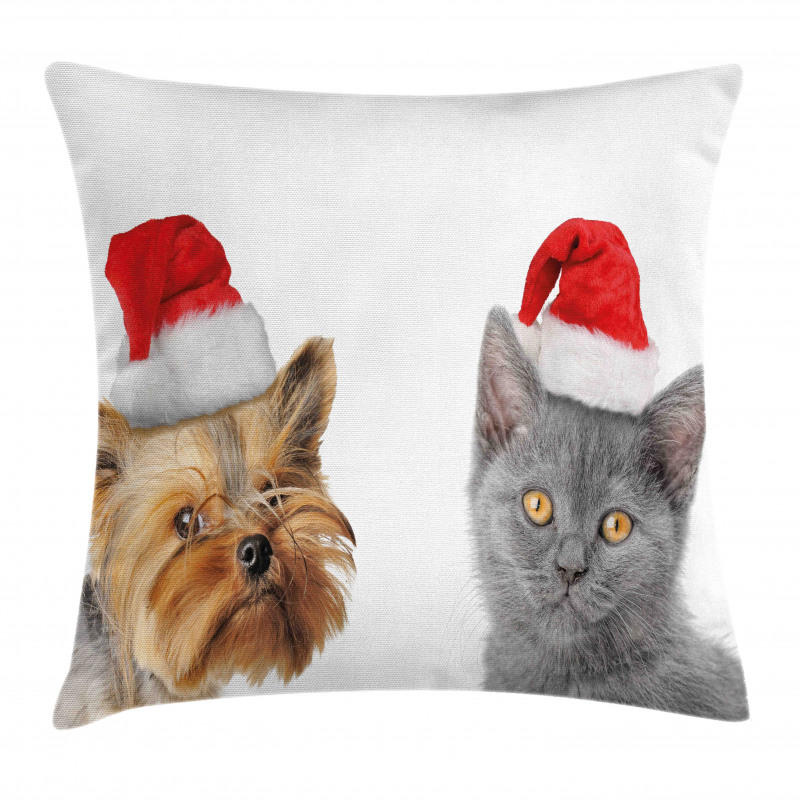 Cat Dog Xmas Hats Pillow Cover