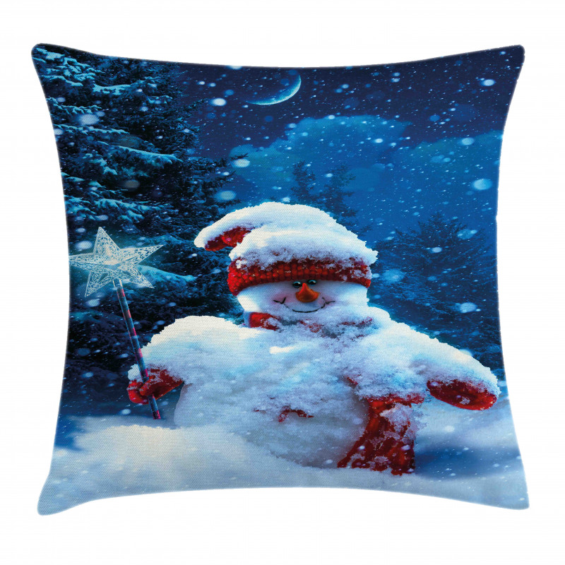 Snowman Magic Wand Pillow Cover