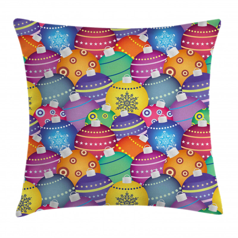 Colorful Xmas Balls Pillow Cover