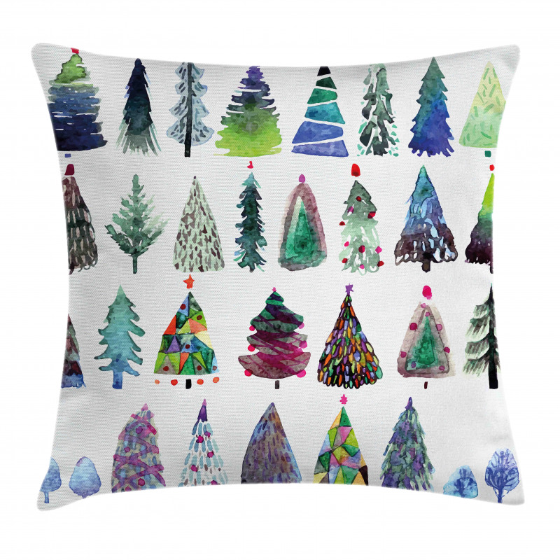 Watercolor Fir Trees Pillow Cover