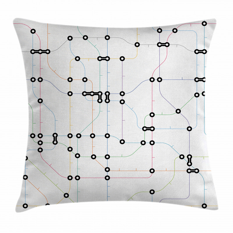 Colorful Lines Metro Scheme Pillow Cover