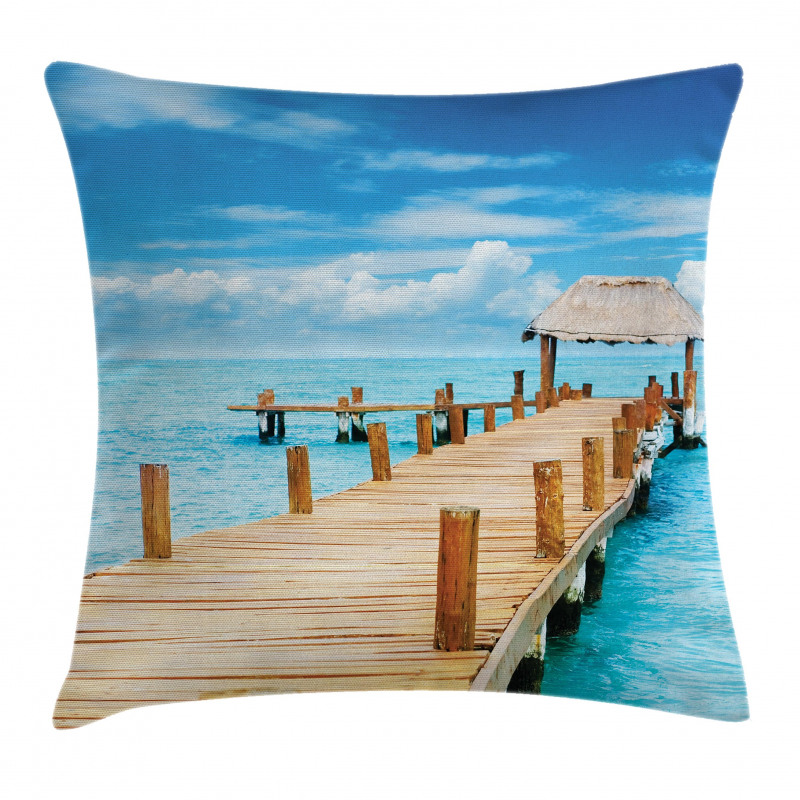 Tropic Seascape Wooden Jetty Pillow Cover