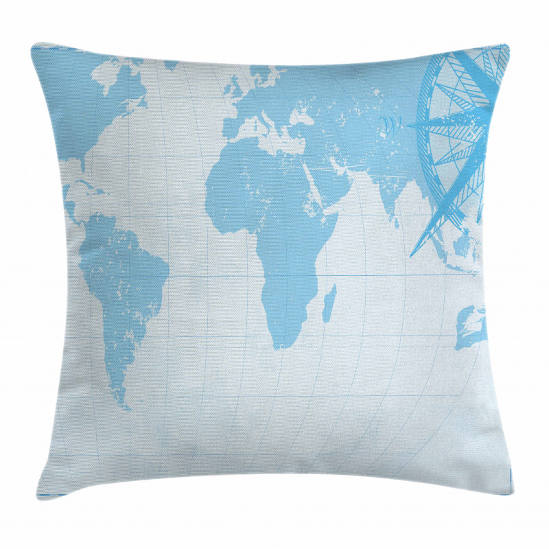 Old Compass Blue Grunge Pillow Cover