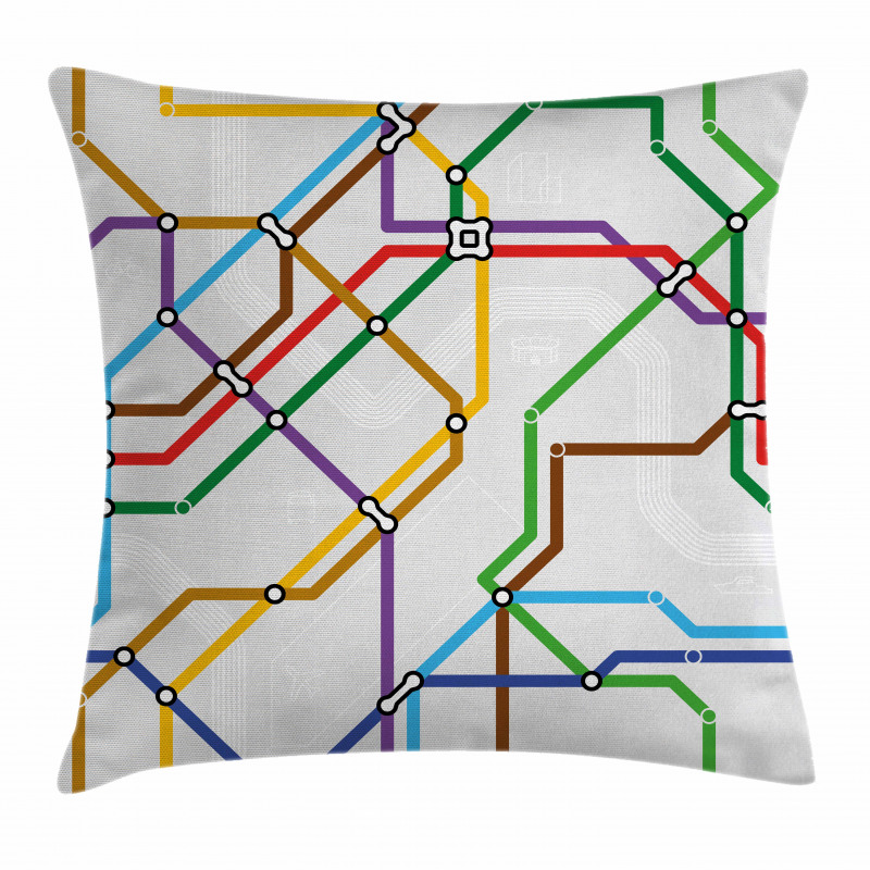 Vibrant Striped Metro Route Pillow Cover