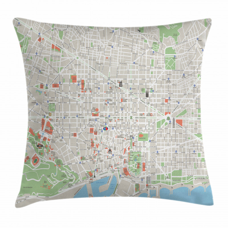 Barcelona Streets Parks Pillow Cover
