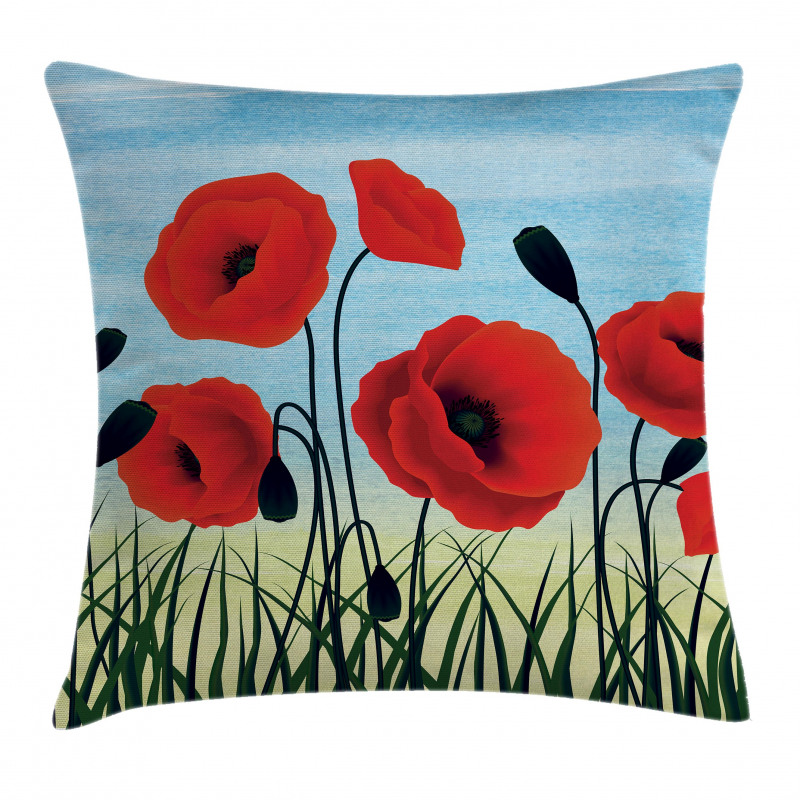 Digital Drawn Flower Pillow Cover