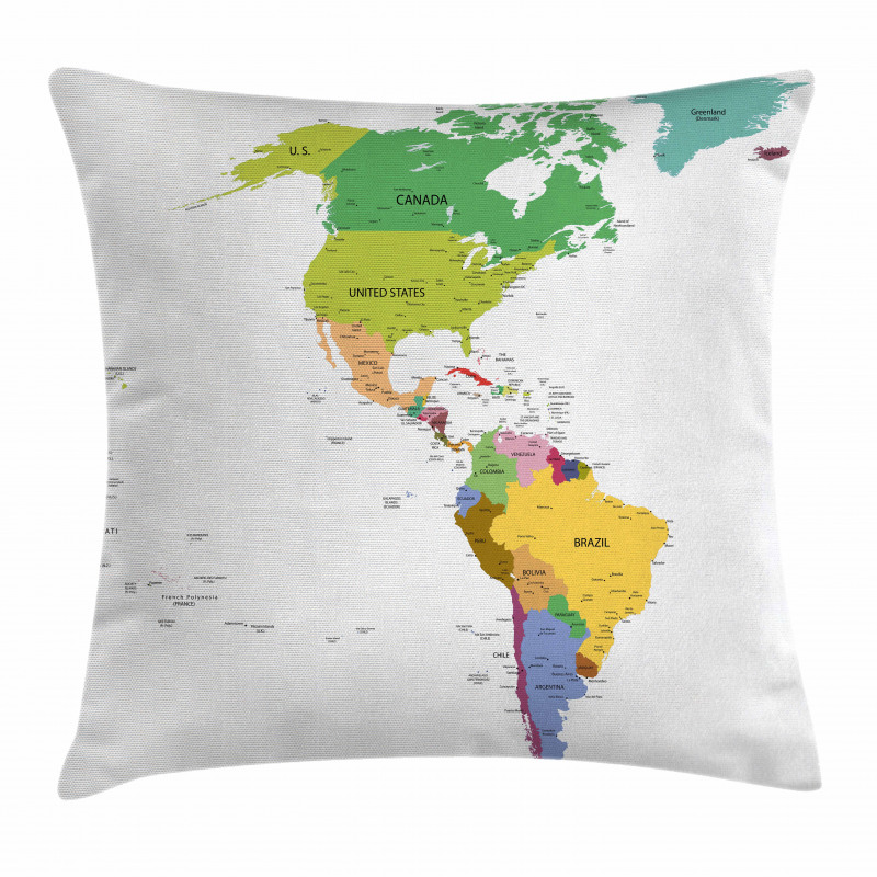 South and North America Pillow Cover