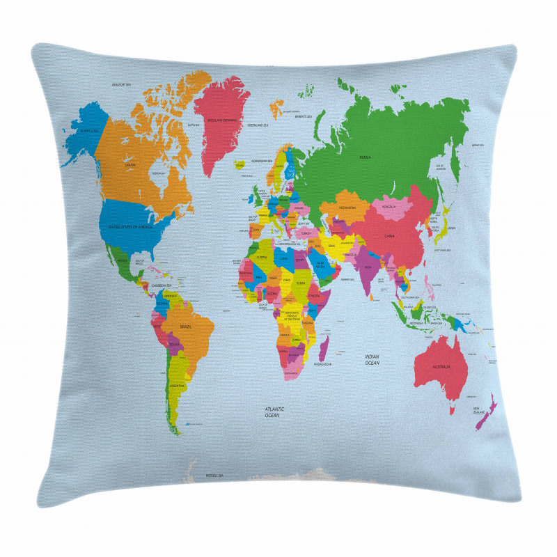 Colorful Political World Pillow Cover