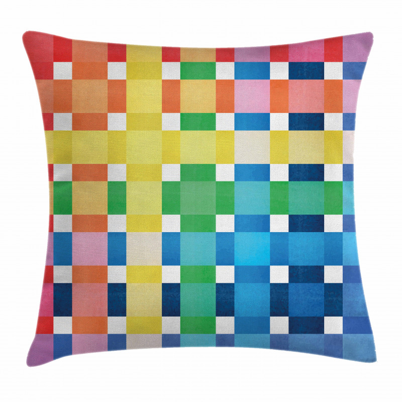 Rainbow Squares Art Pillow Cover