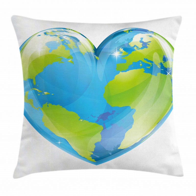 Vibrant Globe Heart Shape Pillow Cover