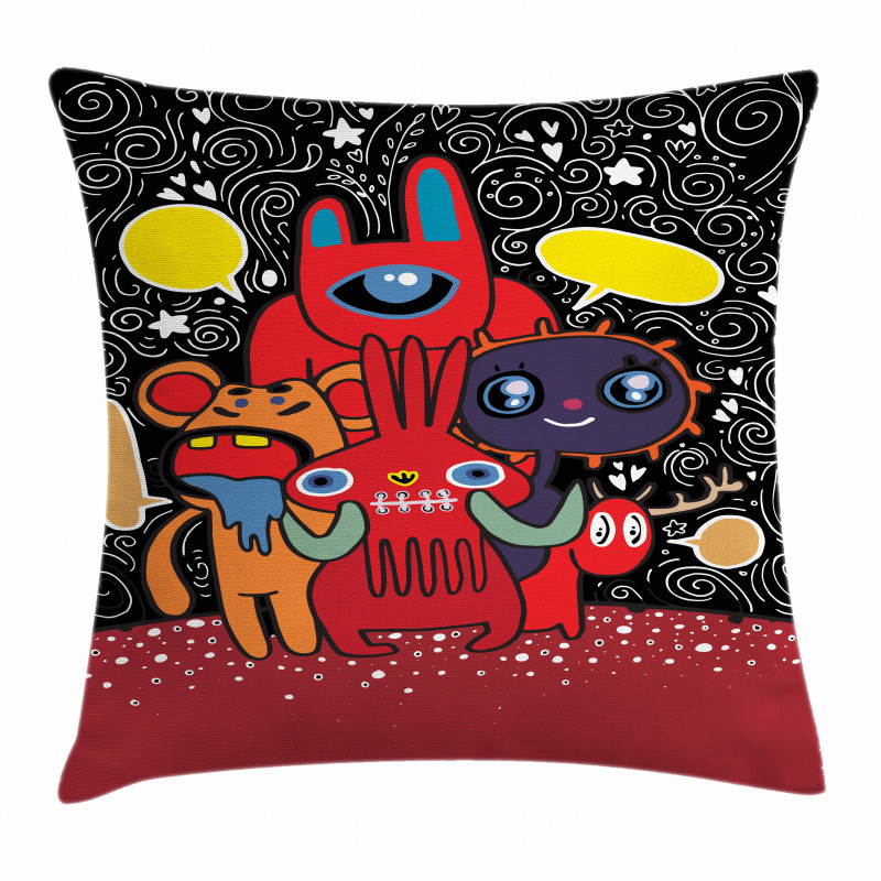 Monster Funny Characters Pillow Cover