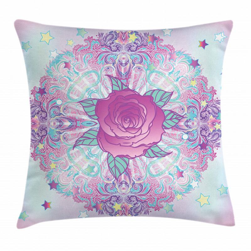 Psychedelic Rose Mandala Pillow Cover