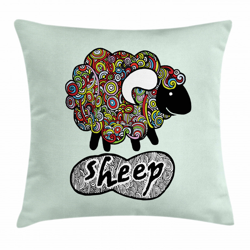 Hipster Doodle Fun Sheep Pillow Cover