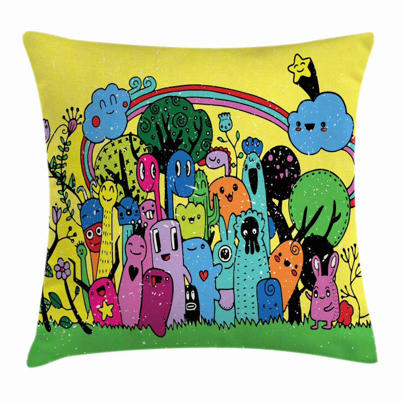 Hand Drawn Crazy Doodle Pillow Cover