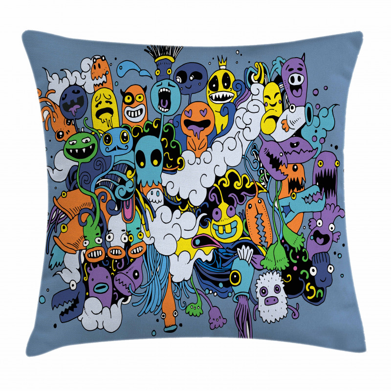 Funky Monsters Society Pillow Cover