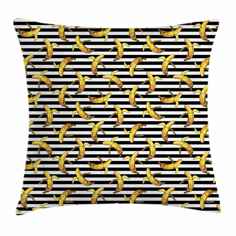 Stripes Tropical Bananas Pillow Cover