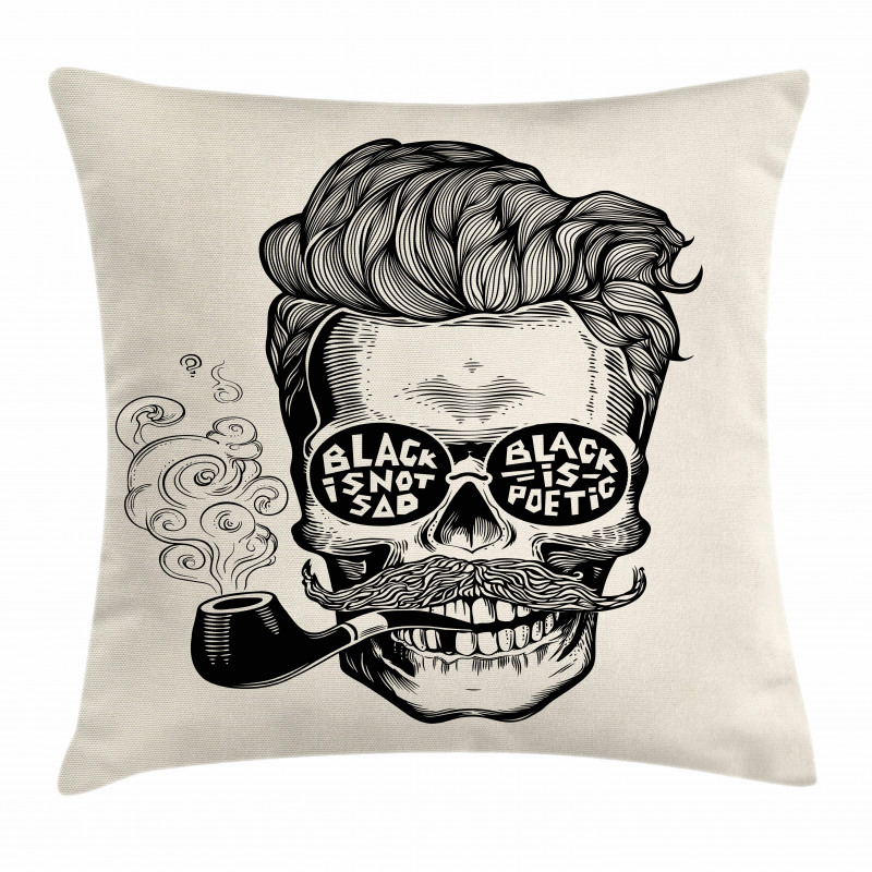Skull with Pipe Glasses Pillow Cover