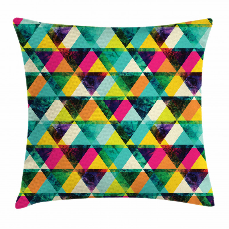 Vibrant Triangles Grunge Pillow Cover