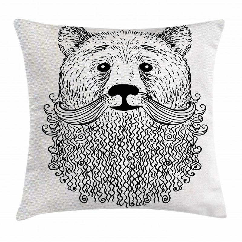 Doodle Bear with Beard Pillow Cover