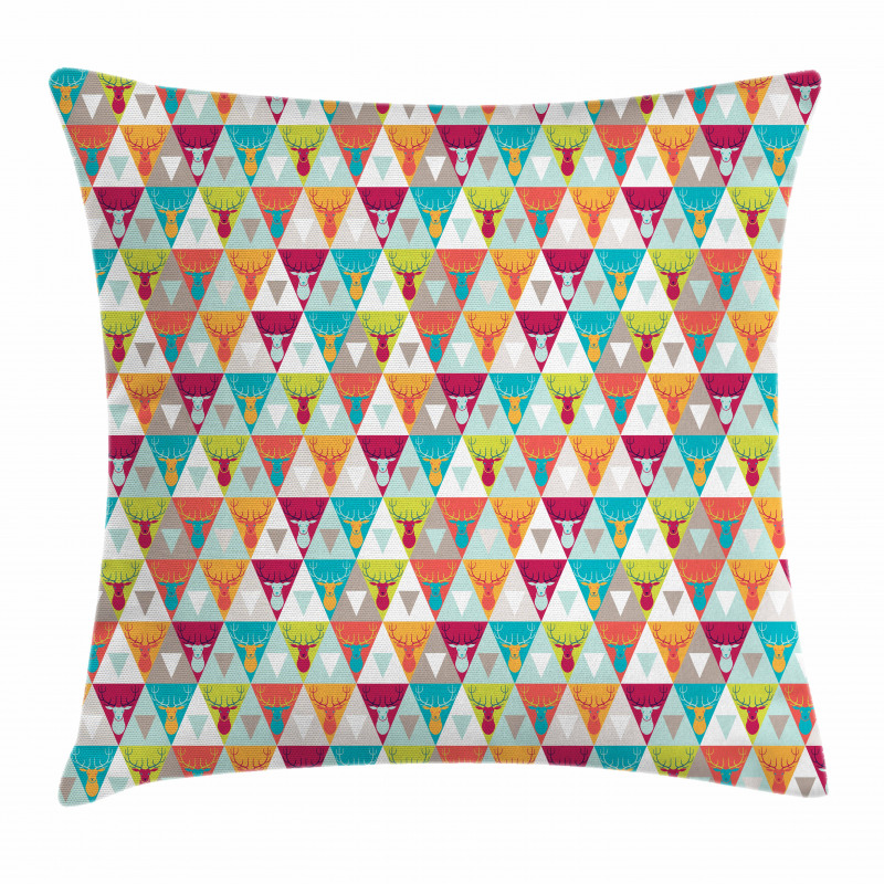 Triangles with Deer Heads Pillow Cover